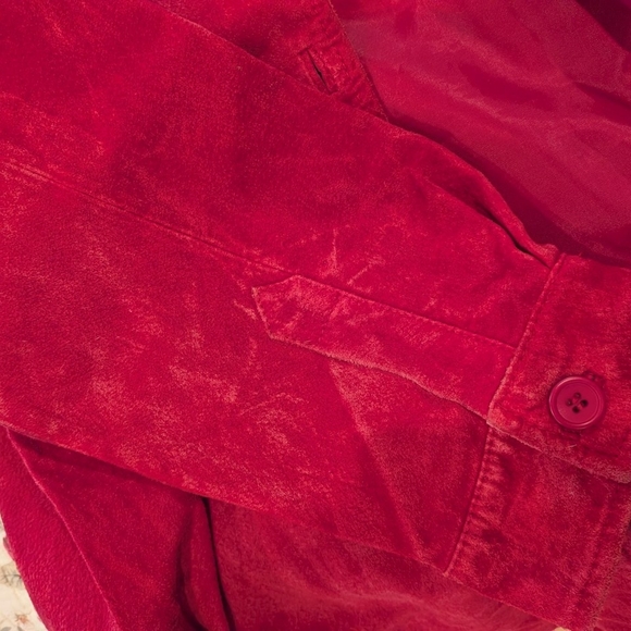 Red Suede Button-Up Jacket - Picture 8 of 8